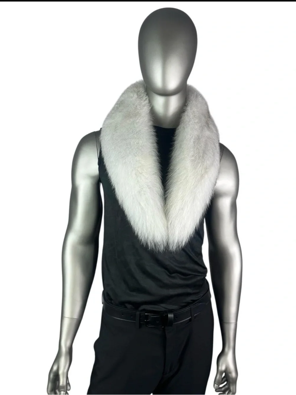 Men’s BLUE FOX Collar, 42” L, Certified Vintage Fur